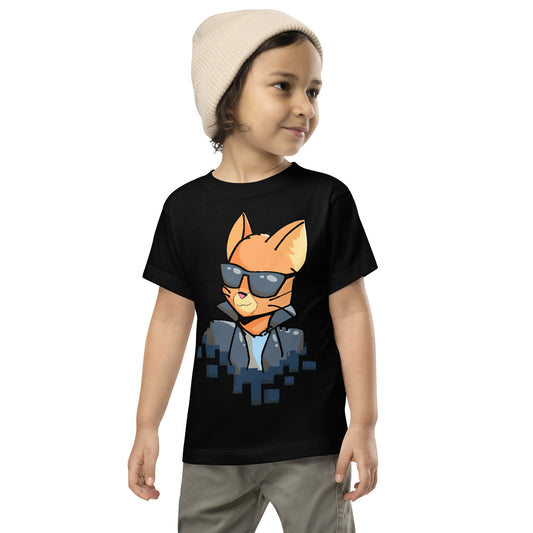 Toddler staple tee in black with cool cat