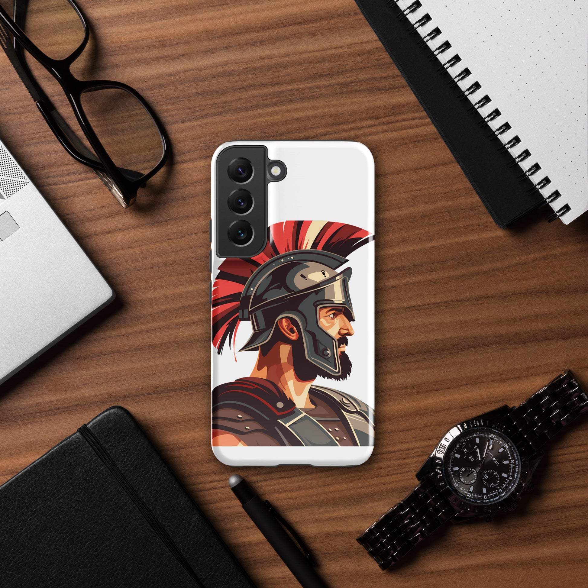 Glossy Tough Case for Samsung with a print of a warrior