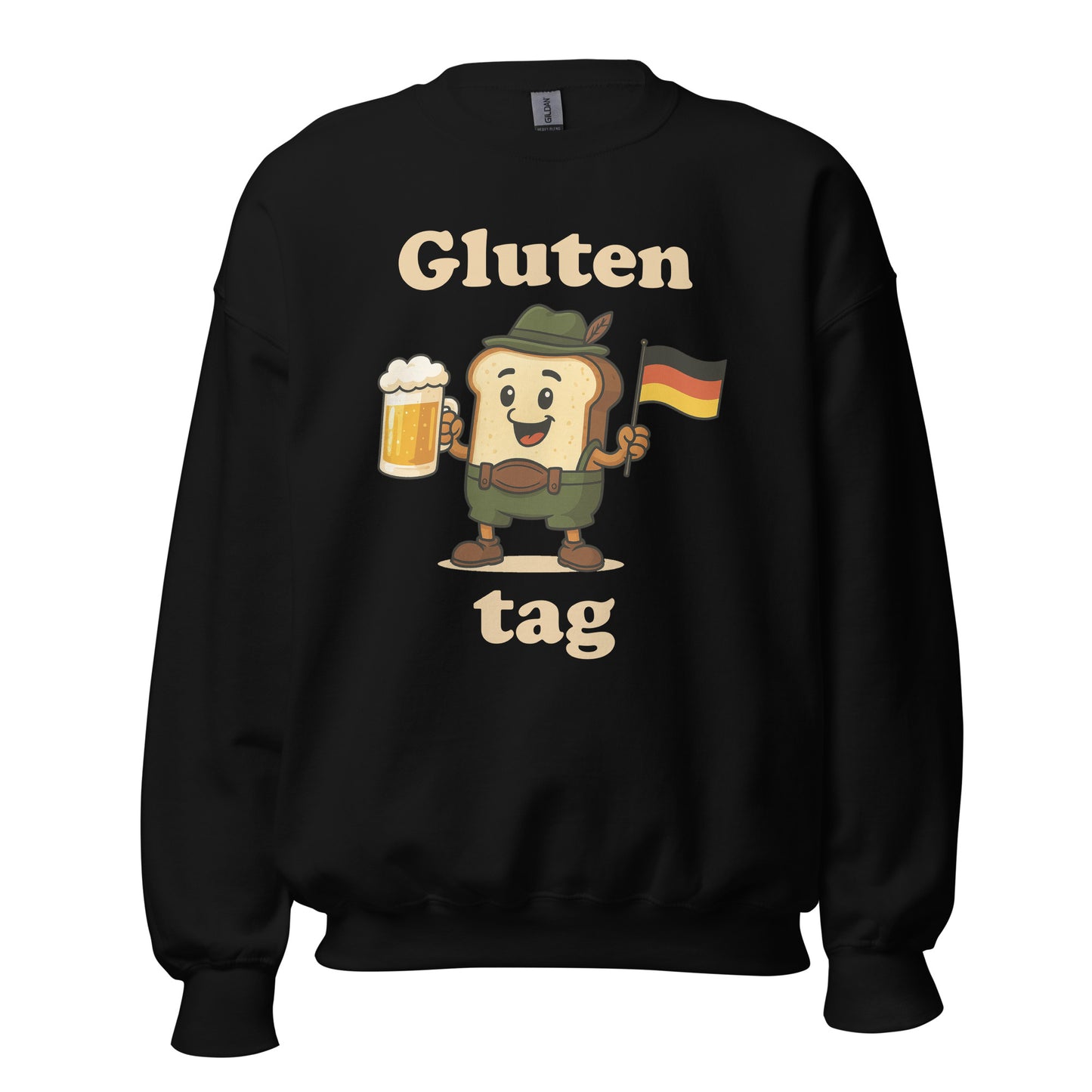 Black sweater with a toast with lederhosen and a glass of bier and a german flagg