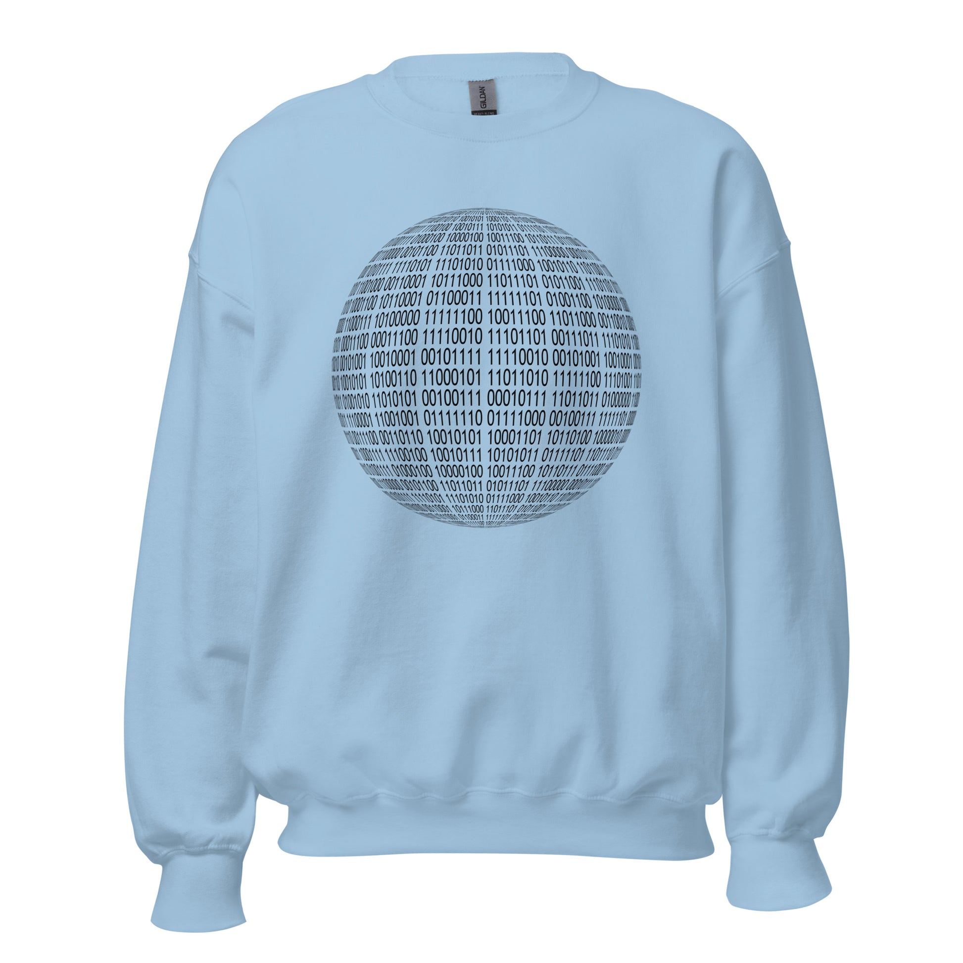 Light blue sweatshirt for man en women with binaire sphere