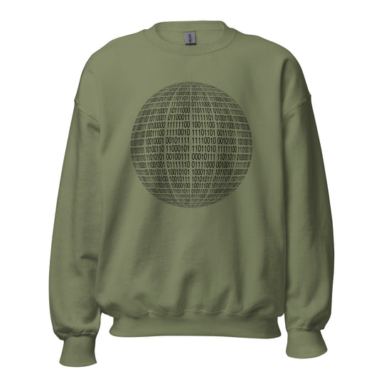 Military green sweatshirt for man en women with binaire sphere