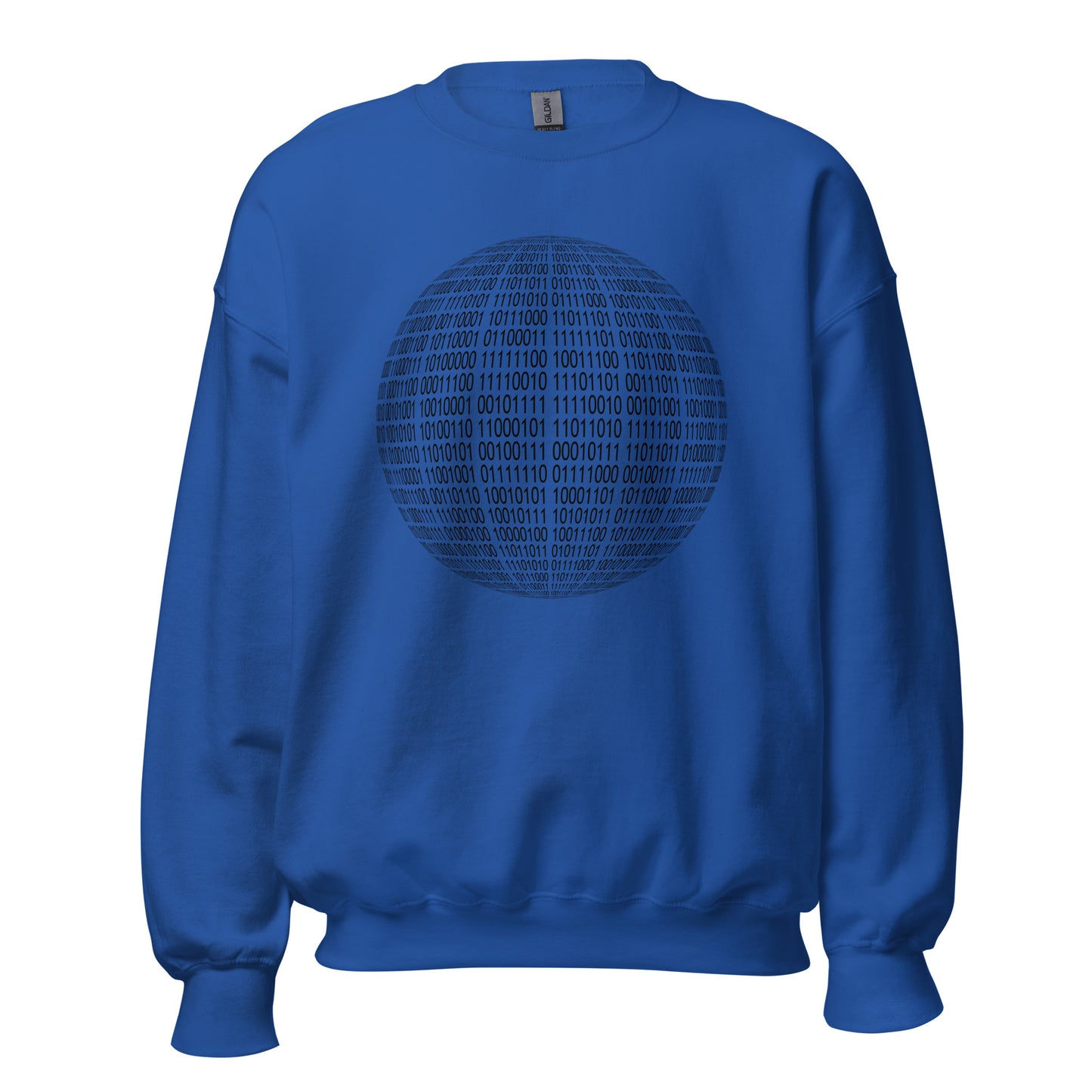 Royal blue sweatshirt for man en women with binaire sphere