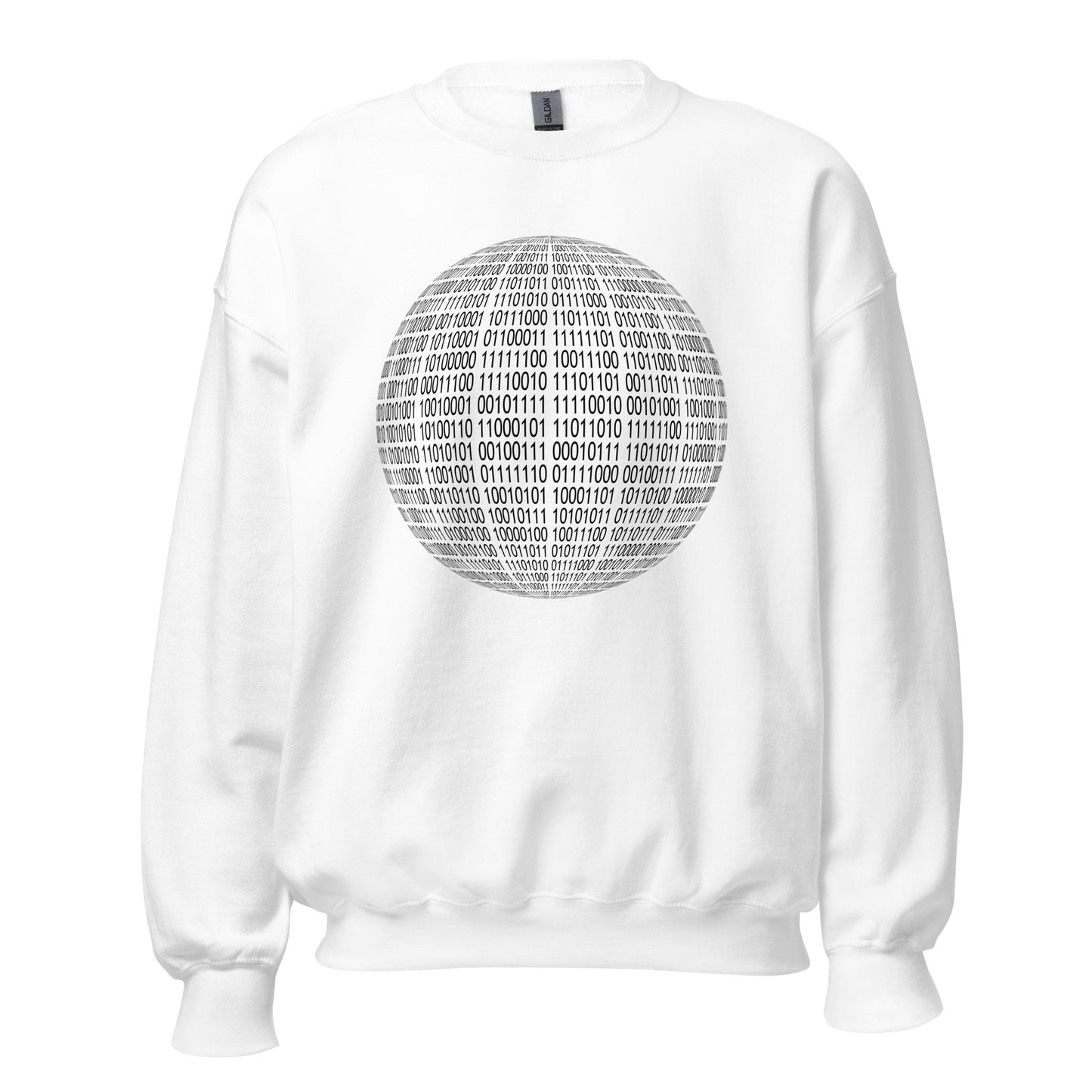 White sweatshirt for man en women with binaire sphere