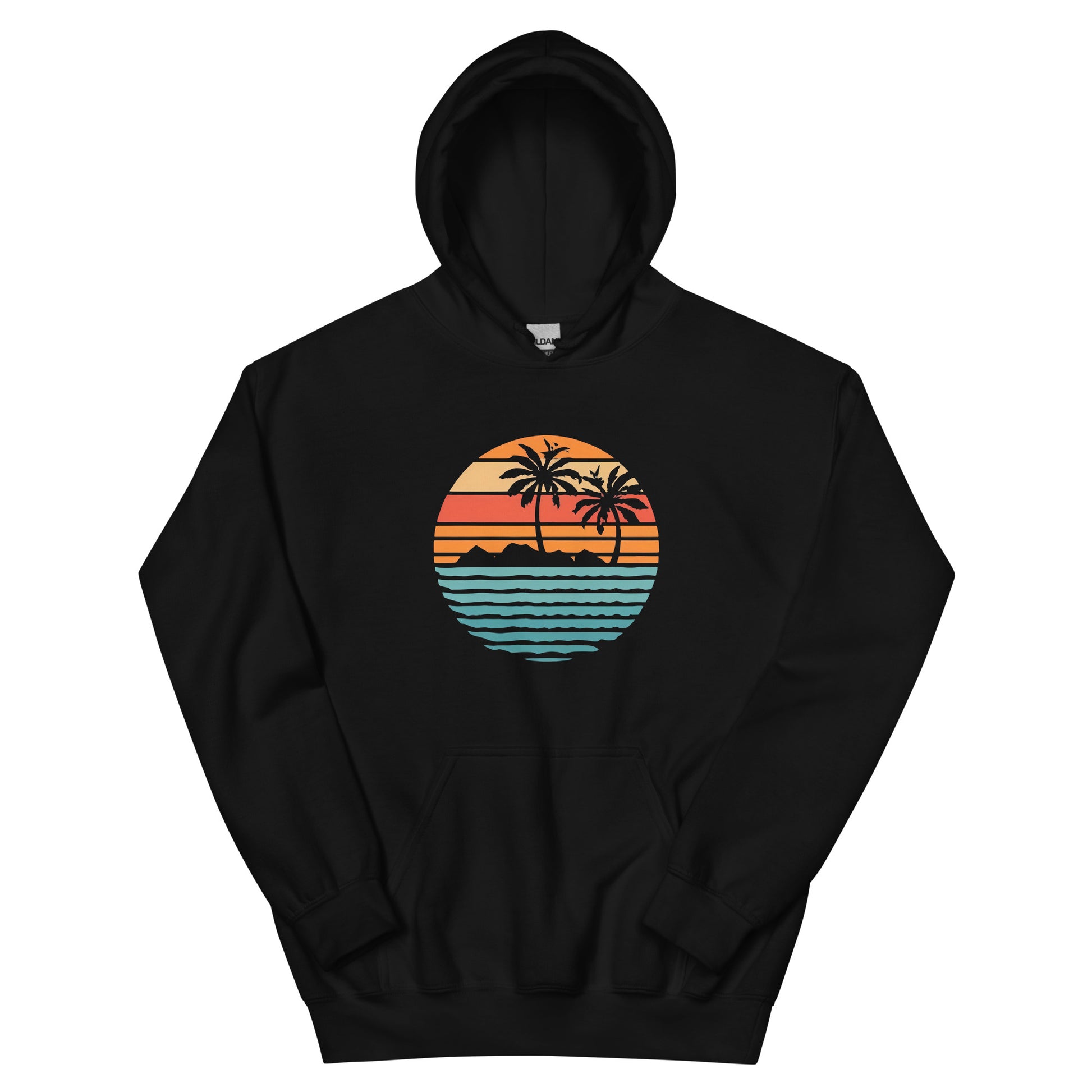 Black Hoodie and a print of retro island