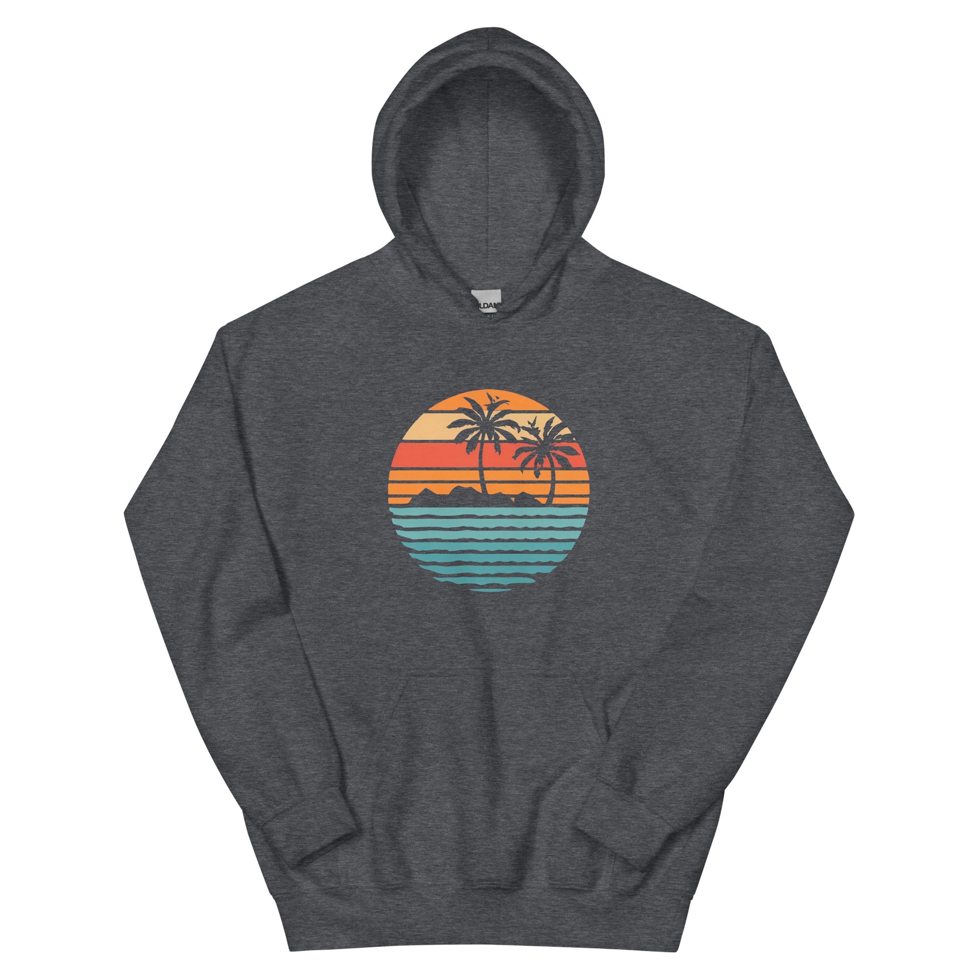 Dark grey Hoodie and a print of retro island