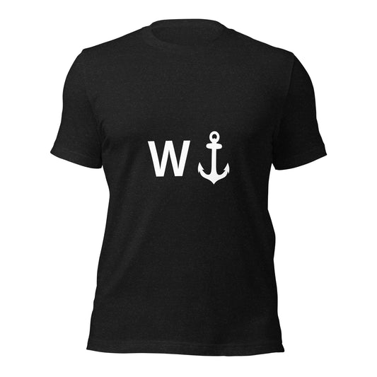 Black T-shirt with on front W+symbol of a anker