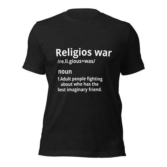 Black T-shirt with on front "Religios War"