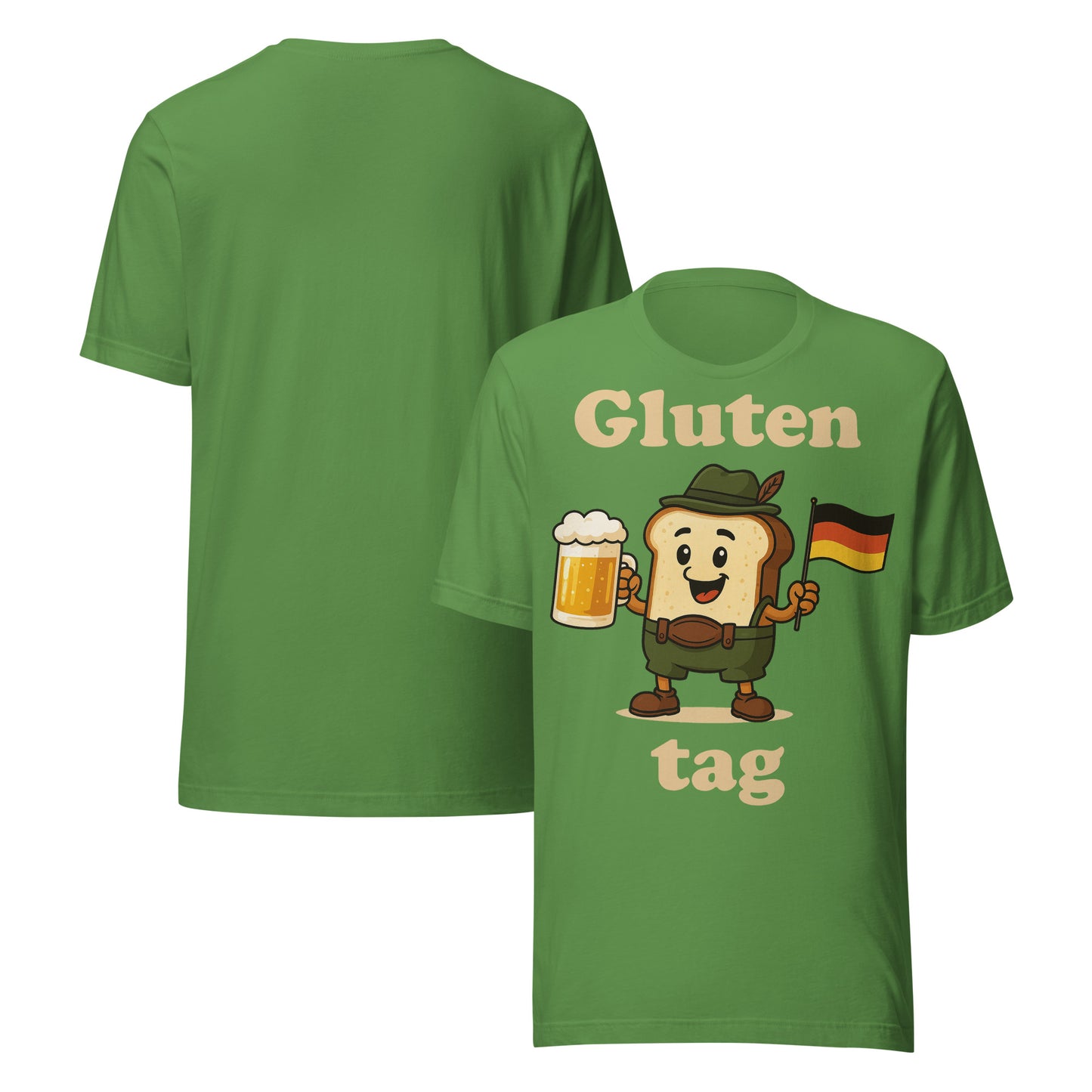 Green T-shirt with a toast with lederhosen and a glass of bier and a german flagg