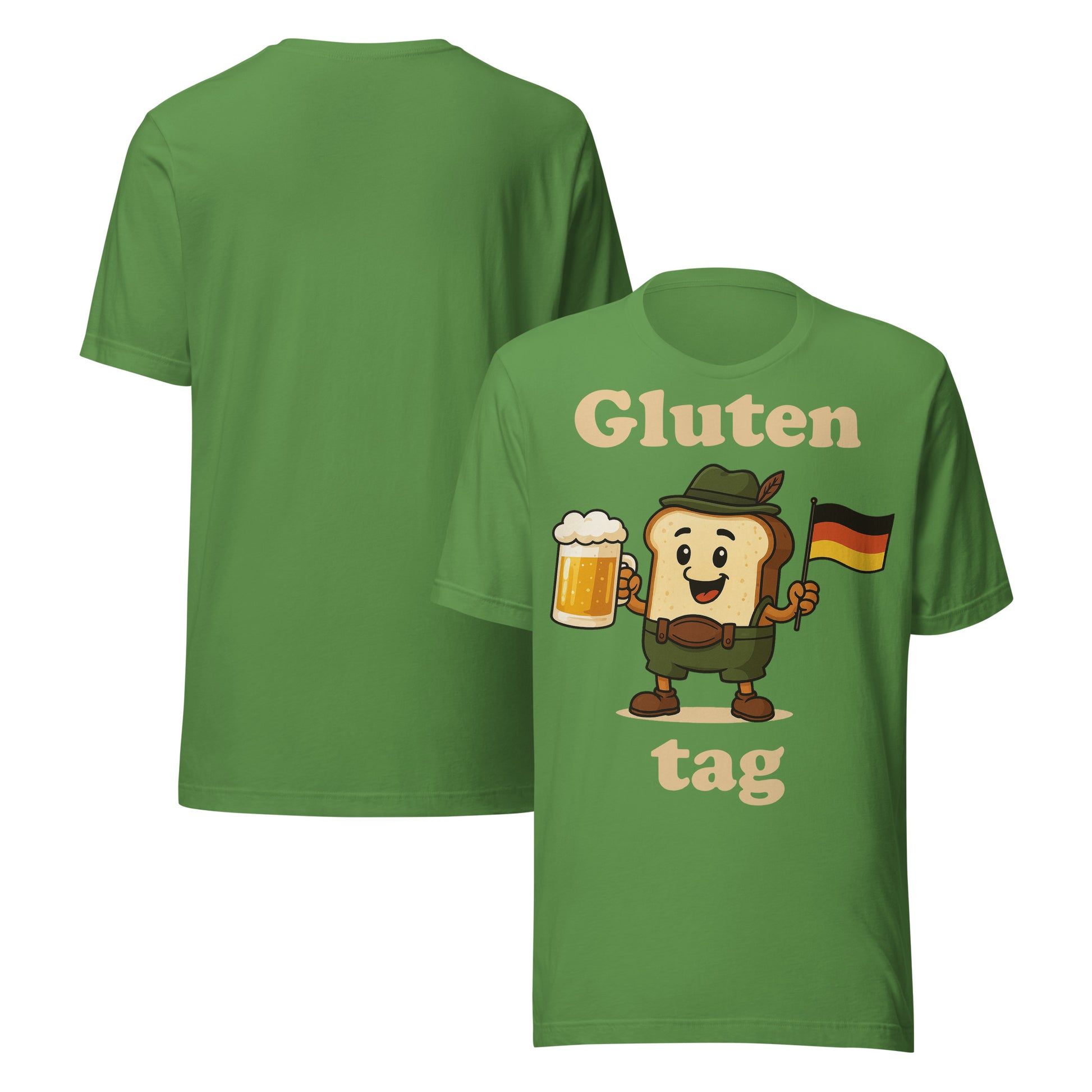 Green T-shirt with a toast with lederhosen and a glass of bier and a german flagg
