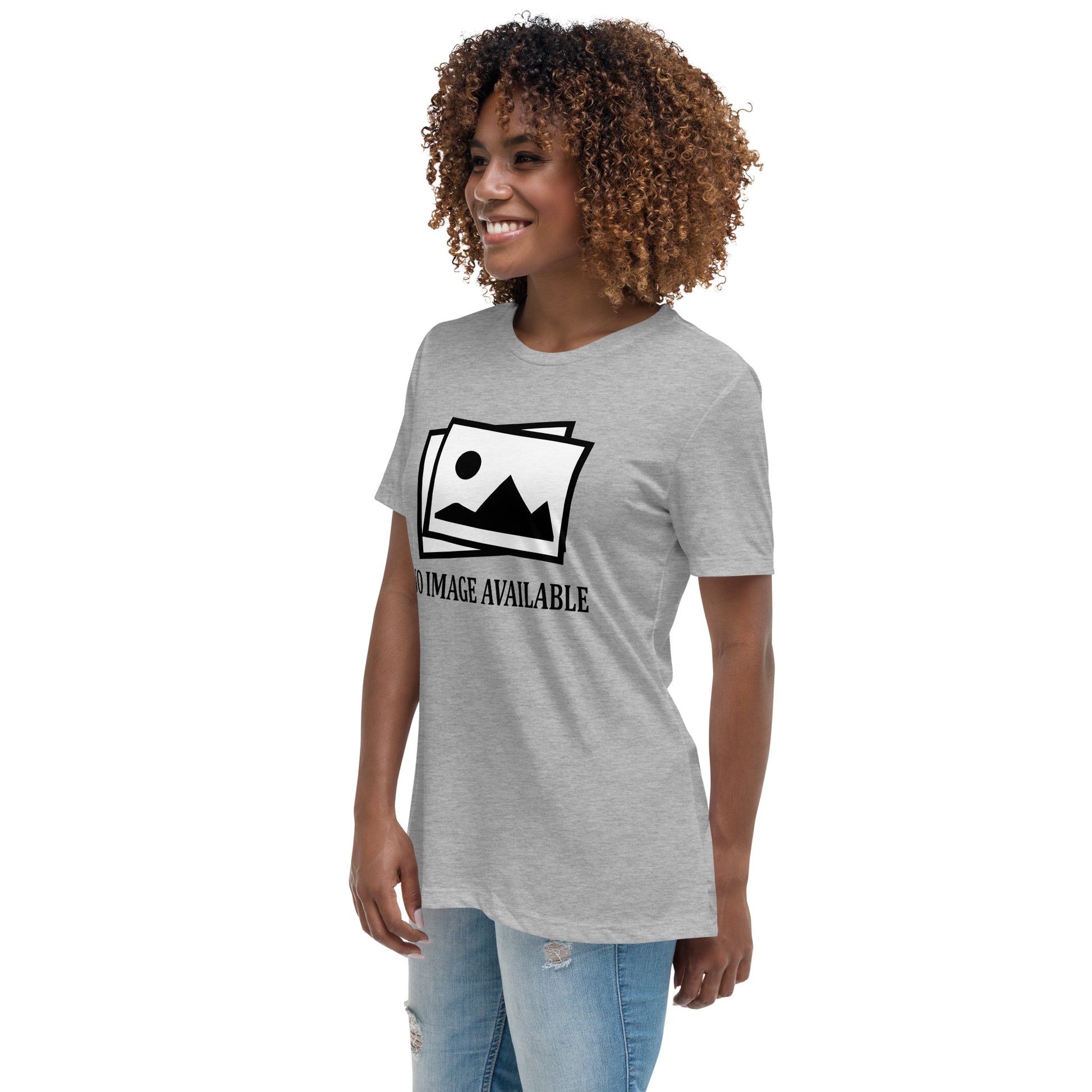 Women with grey t-shirt with image and text "no image available"