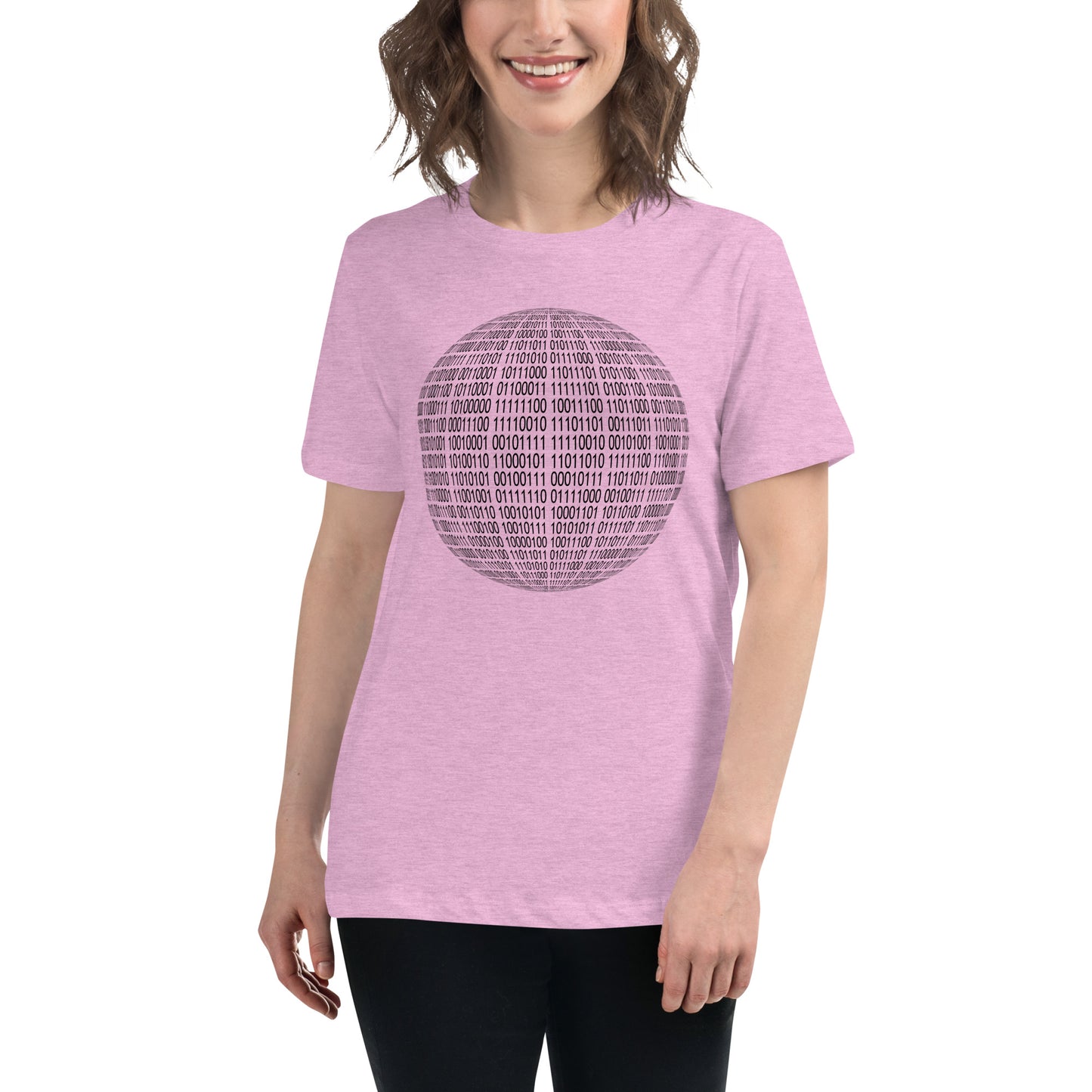 Women with heather prism lilac T-shirt with binaire sphere