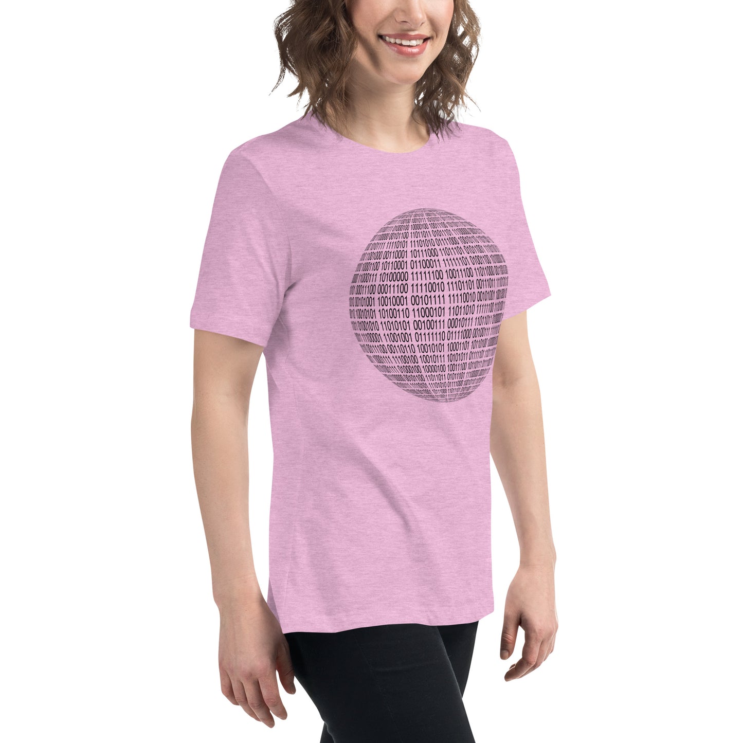 Women with heather prism lilac T-shirt with binaire sphere