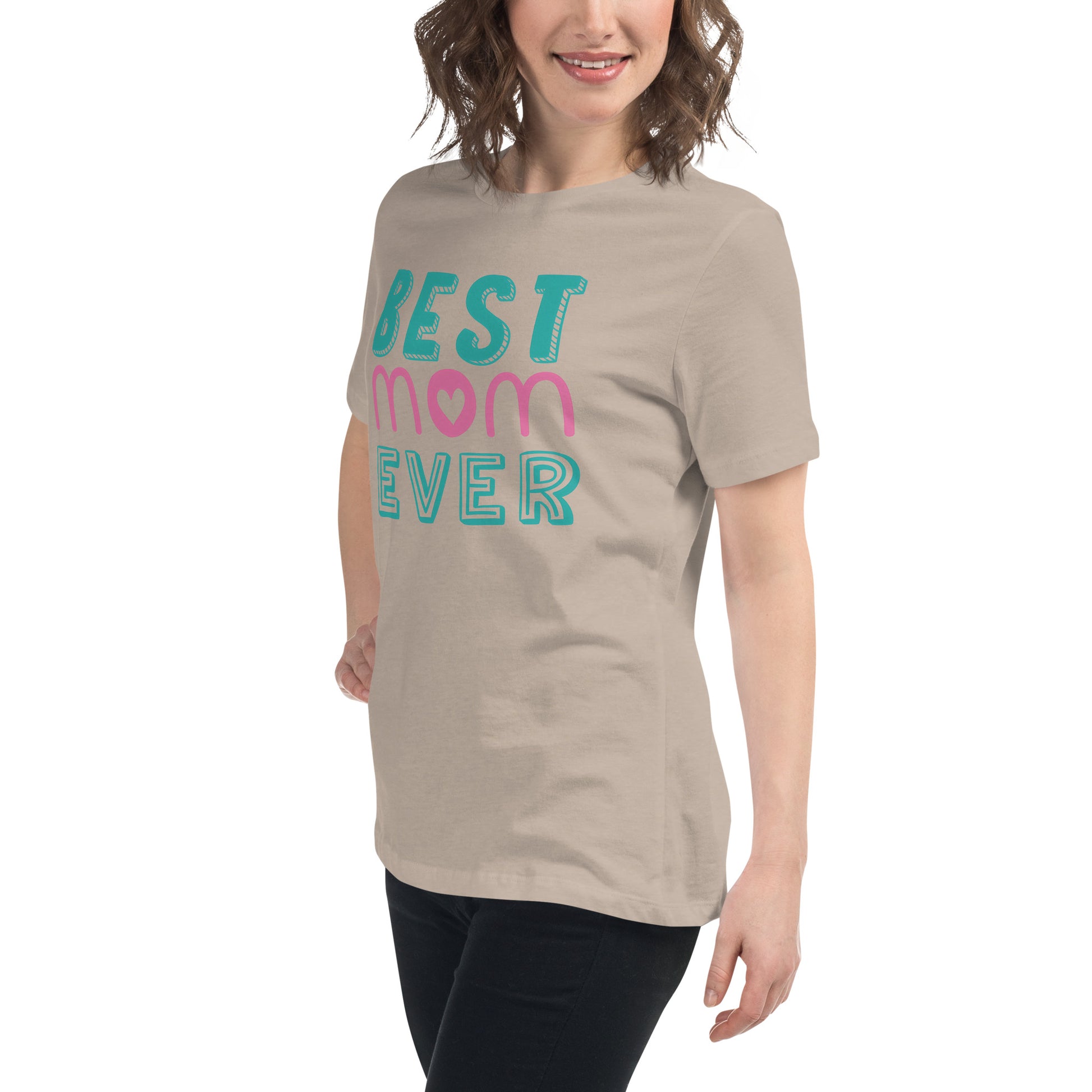 Women with stone Tshirt with text best MOM Ever